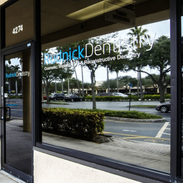 Rudnick Dentistry front entrance with a corporate logo